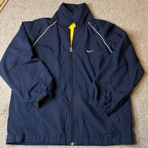 vtg y2k Nike jacket boys large Navy Yellow Lined Track Jacket Zip Up Athletic